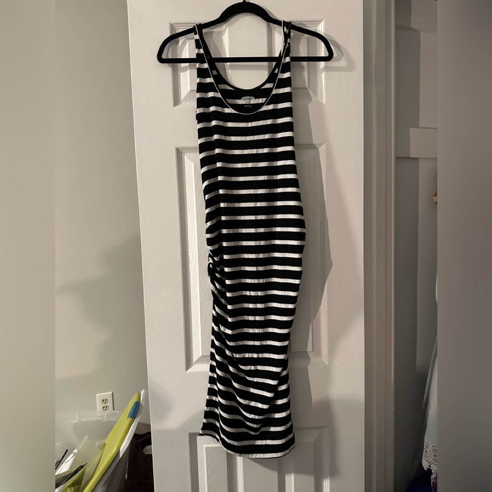 Maternity Black and White Striped Dress